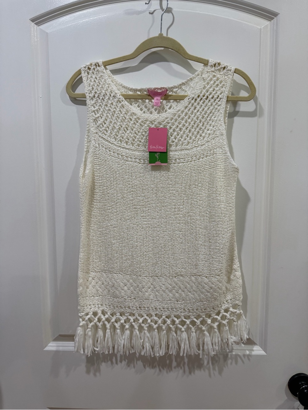 Lilly Pulitzer Cream Crochet Fringe Camisole